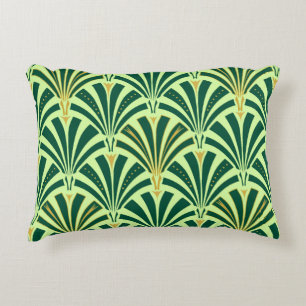 Art Deco-ventilatorpatroon - groen voor denen en n Accent Kussen