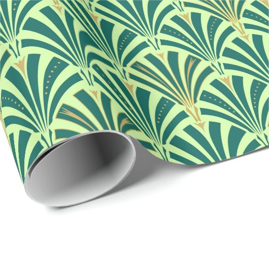 Art Deco-ventilatorpatroon - groen voor denen en n Cadeaupapier (Rol Hoek)