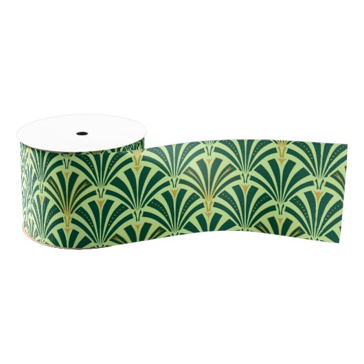 Art Deco-ventilatorpatroon - groen voor denen en n Grosgrain Lint (Spoel)