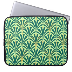 Art Deco-ventilatorpatroon - groen voor denen en n Laptop Sleeve
