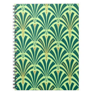 Art Deco-ventilatorpatroon - groen voor denen en n Notitieboek