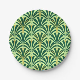 Art Deco-ventilatorpatroon - groen voor denen en n Papieren Bordje