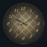 Art Deco ventilatorpatroon Grote Klok<br><div class="desc">Art Deco ventilatorpatroon met gouden cijfers.</div>