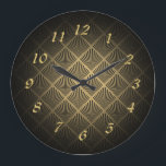 Art Deco ventilatorpatroon Grote Klok<br><div class="desc">Art Deco ventilatorpatroon met gouden cijfers.</div>