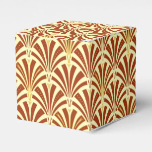 Art Deco-ventilatorpatroon - koper op geel Bedankdoosjes