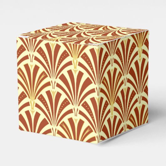Art Deco-ventilatorpatroon - koper op geel Bedankdoosjes (Voorkant Zijde)