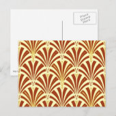 Art Deco-ventilatorpatroon - koper op geel Briefkaart (Voorkant / Achterkant)