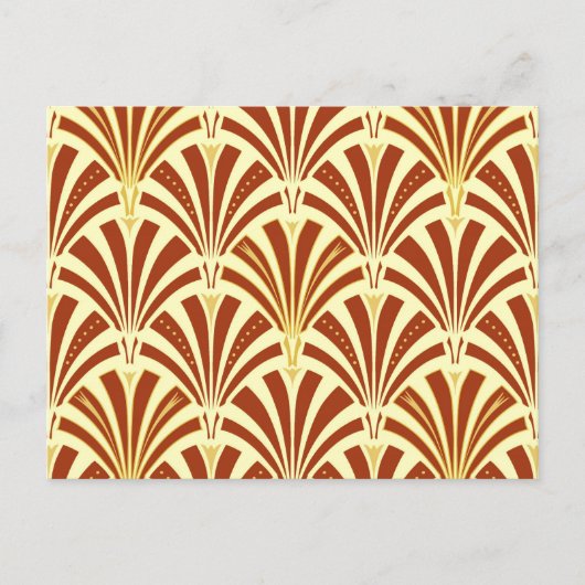 Art Deco-ventilatorpatroon - koper op geel Briefkaart (Voorkant)