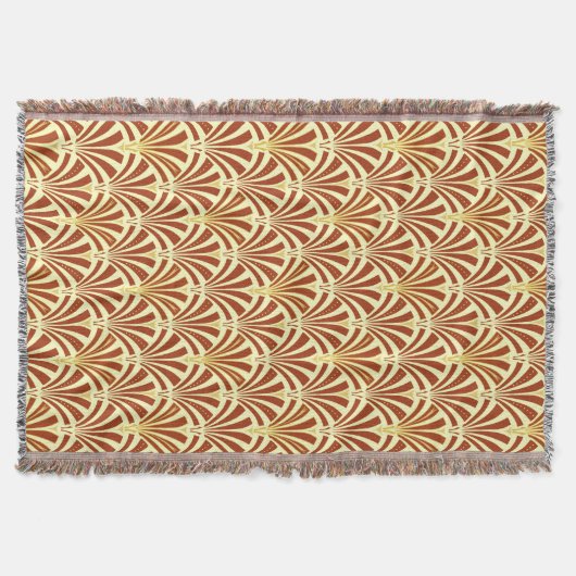Art Deco-ventilatorpatroon - koper op geel Deken (Voorkant)