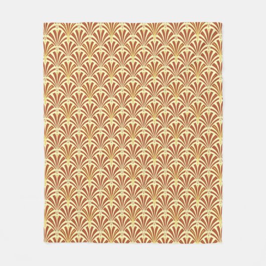 Art Deco-ventilatorpatroon - koper op geel Fleece Deken (Voorkant)