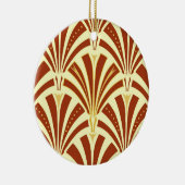 Art Deco-ventilatorpatroon - koper op geel Keramisch Ornament (Rechts)