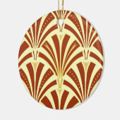 Art Deco-ventilatorpatroon - koper op geel Keramisch Ornament (Links)