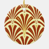 Art Deco-ventilatorpatroon - koper op geel Keramisch Ornament (Achterkant)