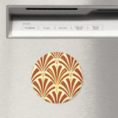 Art Deco-ventilatorpatroon - koper op geel Magneet (Insitu (Vaatwasser))