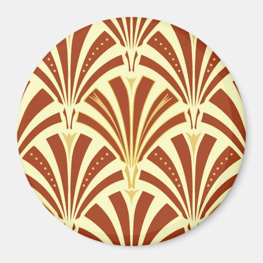 Art Deco-ventilatorpatroon - koper op geel Magneet (Voorkant)