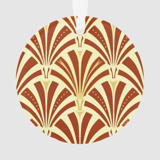 Art Deco-ventilatorpatroon - koper op geel Ornament (achterkant)