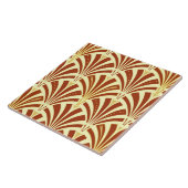 Art Deco-ventilatorpatroon - koper op geel Tegeltje (Zijkant)