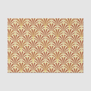 Art Deco-ventilatorpatroon - koper op geel Tissuepapier