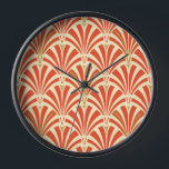 Art Deco-ventilatorpatroon - mandarijnenoranje<br><div class="desc">Digitale reproductie van een klassiek,  Art Deco-behangselpapier,  ventilatorpatroon - diep mandarijn sinaasappel op bord,  sherbet-sinaasappel,  geperst met goud</div>