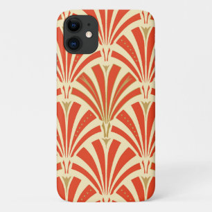 Art Deco-ventilatorpatroon - mandarijnenoranje Case-Mate iPhone Case