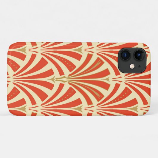 Art Deco-ventilatorpatroon - mandarijnenoranje Case-Mate iPhone Case (Achterkant (horizontaal))