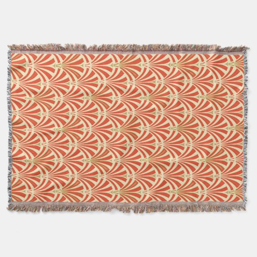 Art Deco-ventilatorpatroon - mandarijnenoranje Deken (Voorkant)