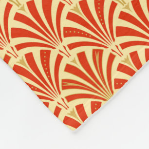 Art Deco-ventilatorpatroon - mandarijnenoranje Fleece Deken