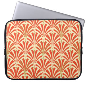 Art Deco-ventilatorpatroon - mandarijnenoranje Laptop Sleeve