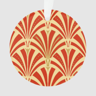 Art Deco-ventilatorpatroon - mandarijnenoranje Ornament