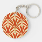 Art Deco-ventilatorpatroon - mandarijnenoranje Sleutelhanger (Achterkant)