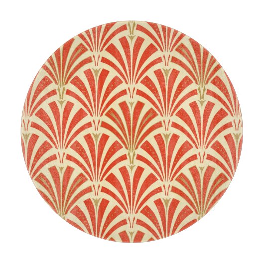 Art Deco-ventilatorpatroon - mandarijnenoranje Snijplank (Voorkant)