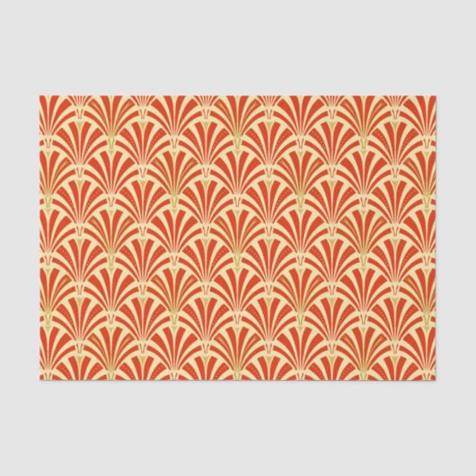 Art Deco-ventilatorpatroon - mandarijnenoranje Tissuepapier (Voorkant)