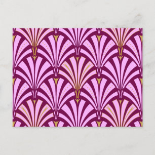 Art Deco-ventilatorpatroon - orchidee en paars Briefkaart