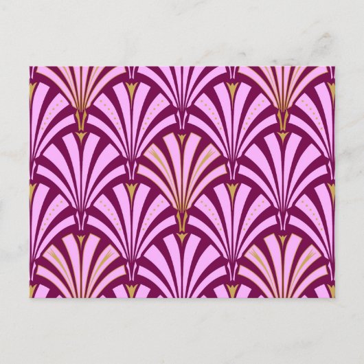 Art Deco-ventilatorpatroon - orchidee en paars Briefkaart (Voorkant)