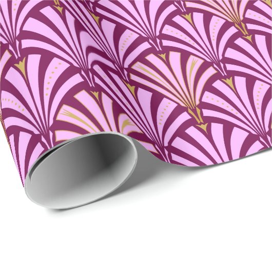 Art Deco-ventilatorpatroon - orchidee en paars Cadeaupapier (Rol Hoek)