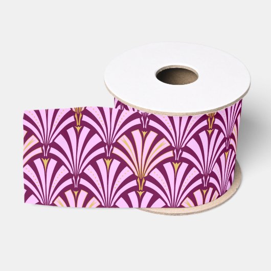 Art Deco-ventilatorpatroon - orchidee en paars Grosgrain Lint (Spoel)