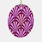 Art Deco-ventilatorpatroon - orchidee en paars Keramisch Ornament (Rechts)