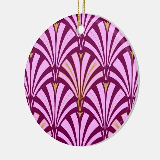 Art Deco-ventilatorpatroon - orchidee en paars Keramisch Ornament (Links)