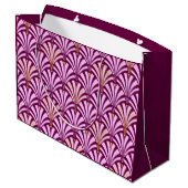 Art Deco-ventilatorpatroon - orchidee en paars Large Cadeautasje (Achterkant Gekanteld)