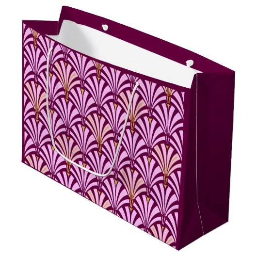 Art Deco-ventilatorpatroon - orchidee en paars Large Cadeautasje (Voorkant Gekanteld)