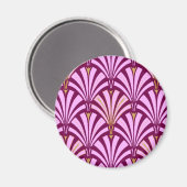 Art Deco-ventilatorpatroon - orchidee en paars Magneet (Voorkant / Achterkant)