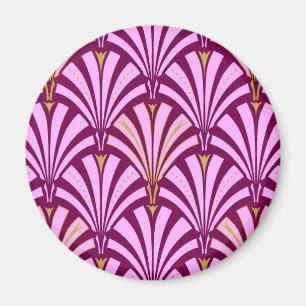 Art Deco-ventilatorpatroon - orchidee en paars Magneet