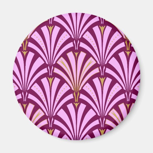 Art Deco-ventilatorpatroon - orchidee en paars Magneet (Voorkant)