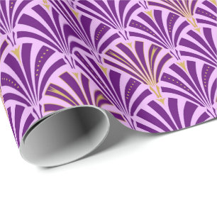 Art Deco-ventilatorpatroon - paars en orchidee Cadeaupapier