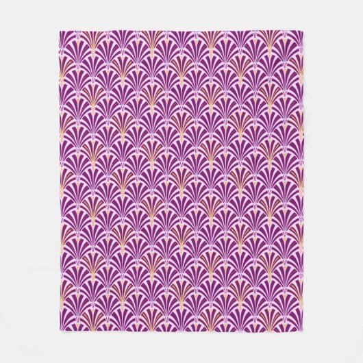 Art Deco-ventilatorpatroon - paars en orchidee Fleece Deken (Voorkant)