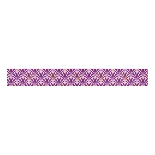 Art Deco-ventilatorpatroon - paars en orchidee Grosgrain Lint (Voorkant)