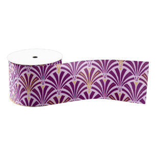 Art Deco-ventilatorpatroon - paars en orchidee Grosgrain Lint