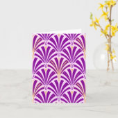 Art Deco-ventilatorpatroon - paars en orchidee Kaart (Gele Bloem)