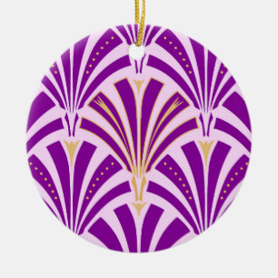 Art Deco-ventilatorpatroon - paars en orchidee Keramisch Ornament