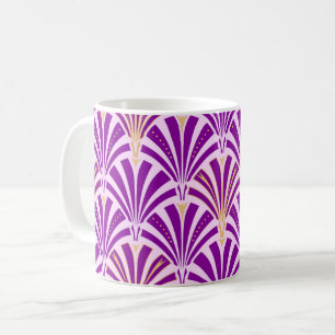 Art Deco-ventilatorpatroon - paars en orchidee Koffiemok